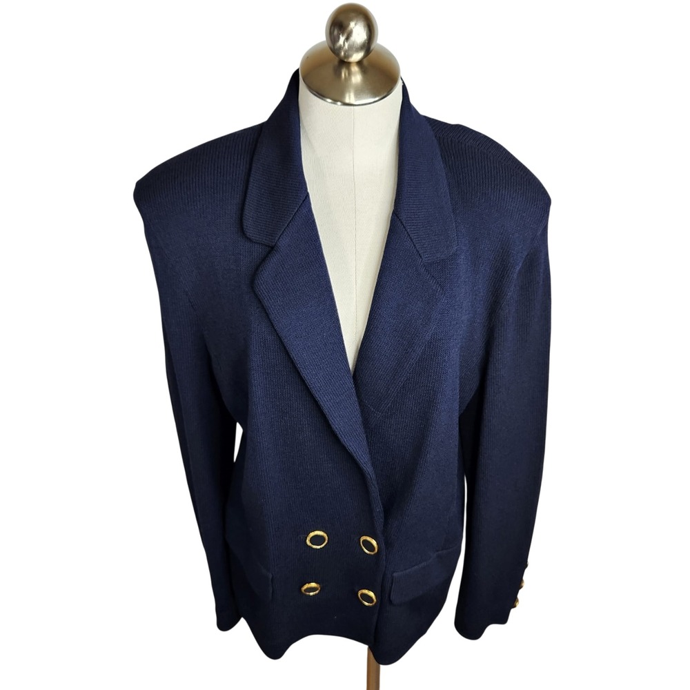 St. John Navy Blue Blazer with Gold Buttons